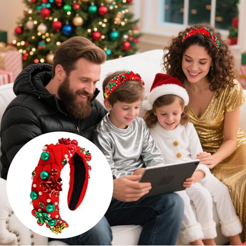 GAFATORY Christmas Rhinestone Pearl Headband - Festive Holiday Hair Band