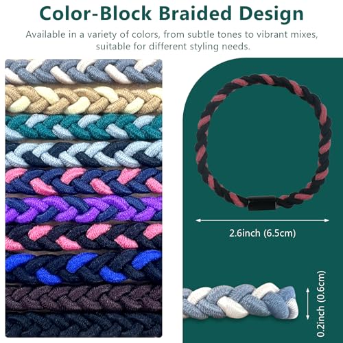 Braided Elastic Hair Bands 10-Pack - No-Crease Coil Ties for Thick Hair