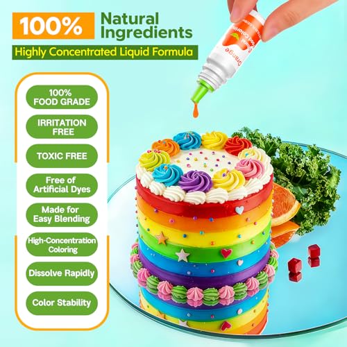 Natural Dye-Free Food Coloring Set - 6 Vibrant Colors for Baking & Icing