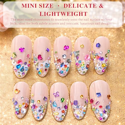 Gmlawsc 2000 PCS Crystal Nail Rhinestones Set Flatback 3D Gems for DIY Manicure