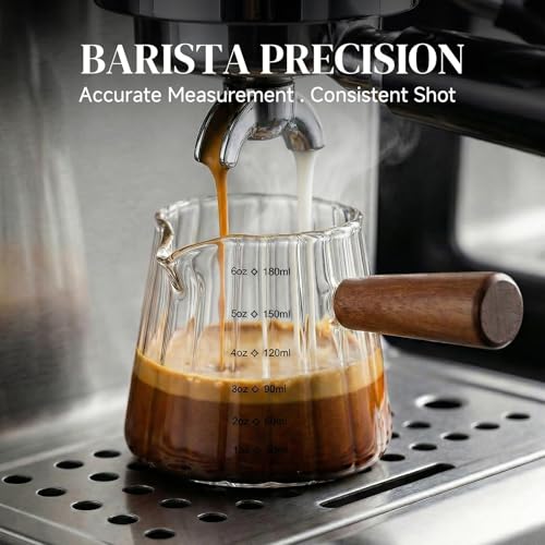6oz Glass Espresso Measuring Cup with Handle and Drip-Free Spout