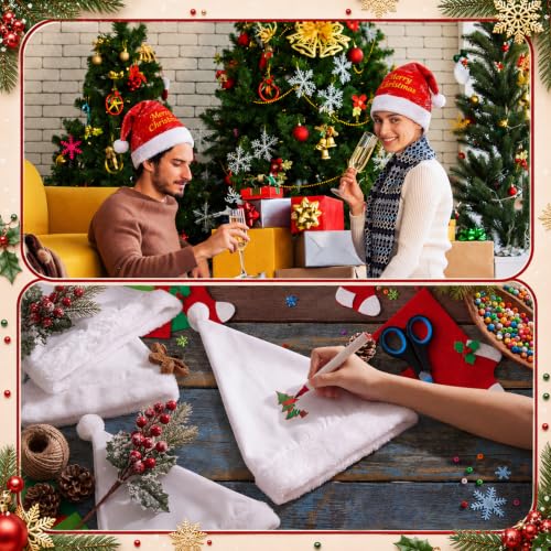Santa White Hats Craft Kit - 12 Pcs DIY Cap Craft Supplies