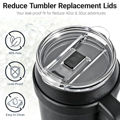2-Pack Replacement Lid for 40oz & 50oz Reduce Tumblers, Leak-Proof Flip Straw
