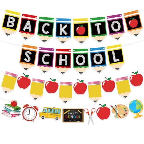 Back to School Decorations Banner Set - Reusable & Pre-Strung