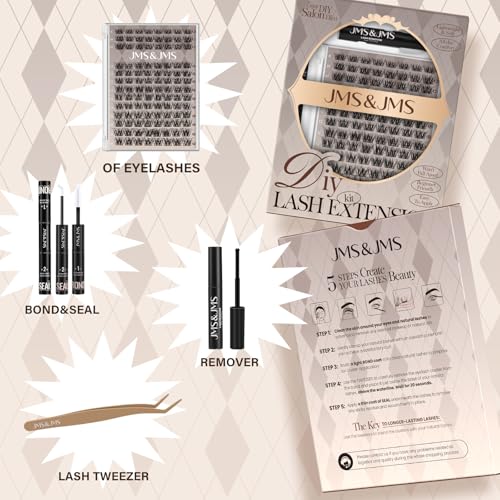 JMS&JMS Fluffy Lash Clusters Kit with Bond, Seal, Remover, and Tweezers