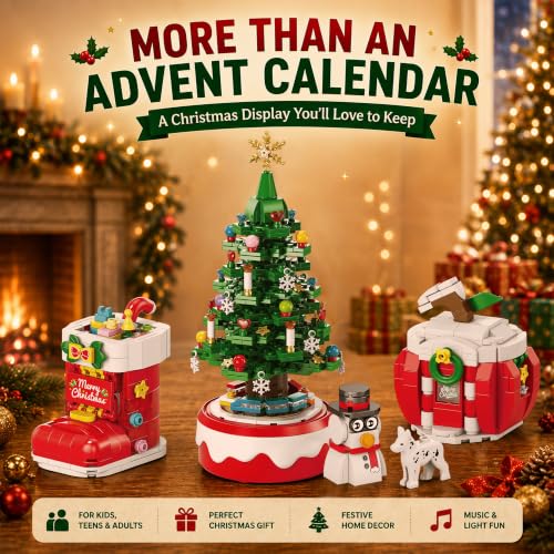 Christmas Advent Calendar with Building Blocks, Music & Lights