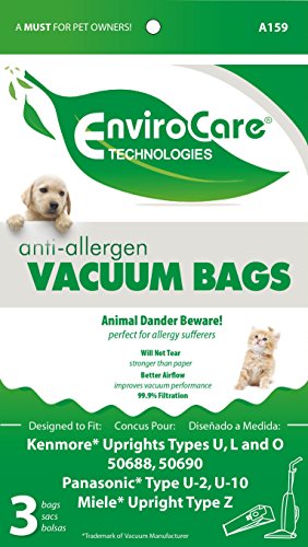 EnviroCare Allergen Vacuum Bags for Kenmore & Panasonic Upright Vacuums – 3 Pack