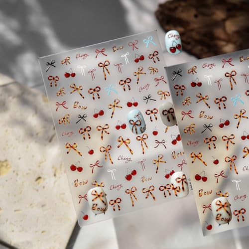 5D Embossed Retro Bow Nail Art Stickers Self-Adhesive Winter Decals