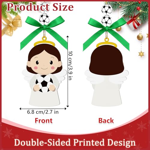 Soccer Angel Wooden Easter Ornament - Hanging Decoration for Tree