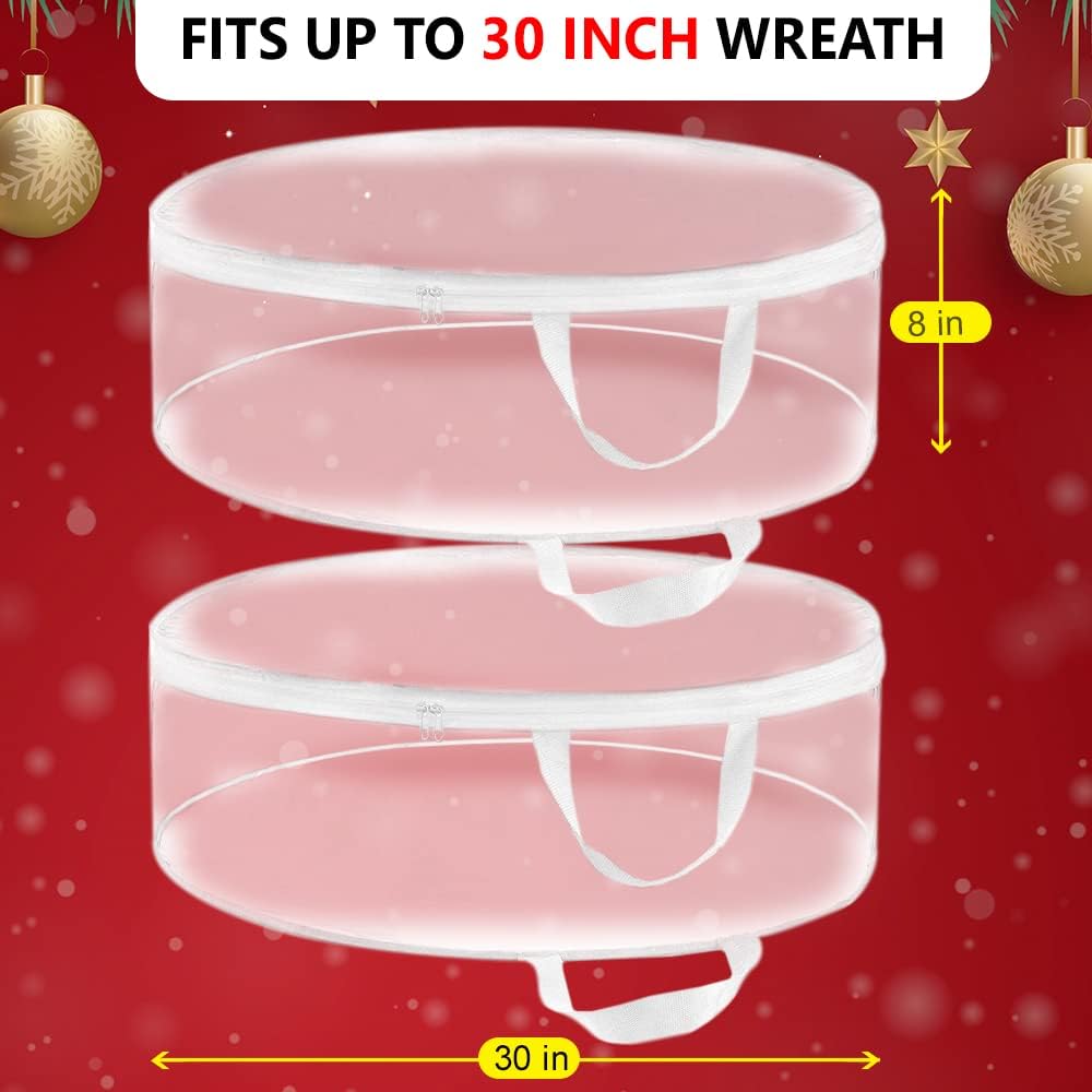 ProPik Christmas Wreath Storage Bag - 30" Waterproof PVC Container | 2 Pack with Handles