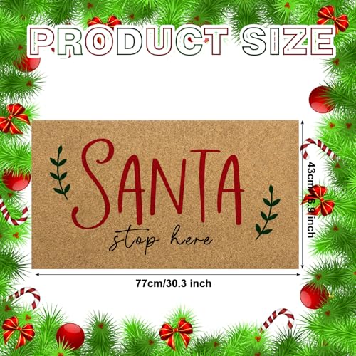 Christmas Welcome Coir Doormat - 16.9 x 30.3 Inch Non-Slip Holiday Decor