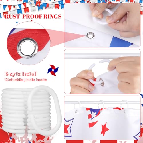 Patriotic USA 4th of July Shower Curtain - Blue and White, 71x71 Inch