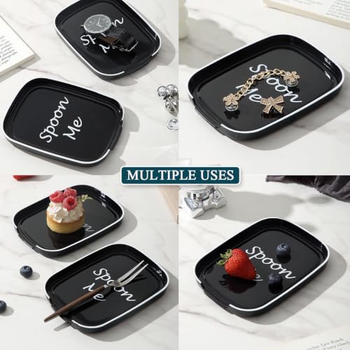 Homquen Spoon Rest - Black Plastic Kitchen Gadget Holder, 5.7x4.3 Inch