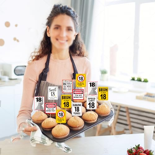 40 Pack Happy 18th Birthday Cupcake Toppers - Cheers to 18 Years Decor
