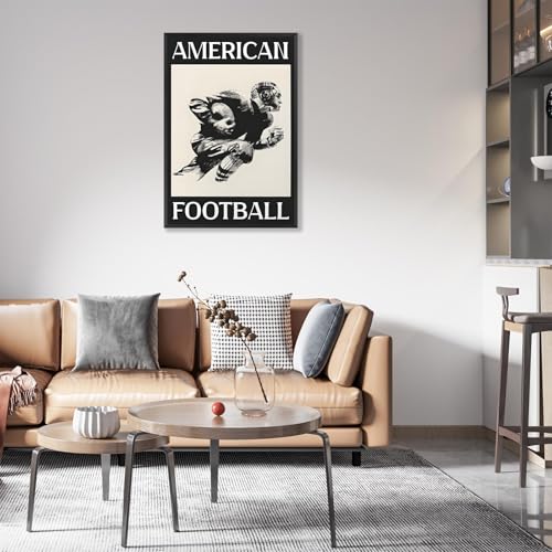 Vintage American Football Canvas Poster - Black & White Wall Art
