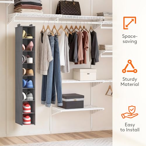 Lifewit 8-Section Hanging Shoe Organizer - Space-Saving Gray Storage
