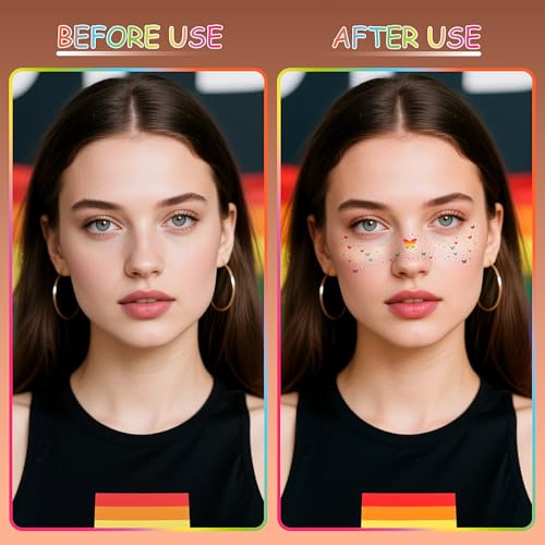 Rainbow Butterfly Glitter Temporary Face Tattoos - 6 Sheets Pride Sparkles