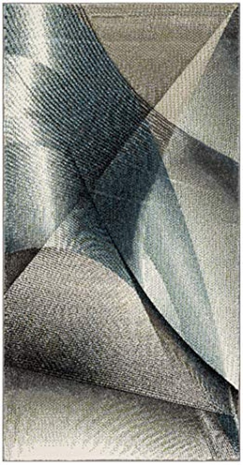 SAFAVIEH Hollywood Collection Accent Rug - 2'7" x 5', Grey & Teal, Mid-Century Modern Design, Non-Shedding & Easy Care, Ideal for High Traffic Areas in Entryway, Living Room, Bedroom (HLW715D)