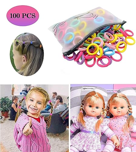 ROTDAM 100PCS Soft Cotton Mini Hair Ties - Seamless Rainbow Toddler Hair Bands