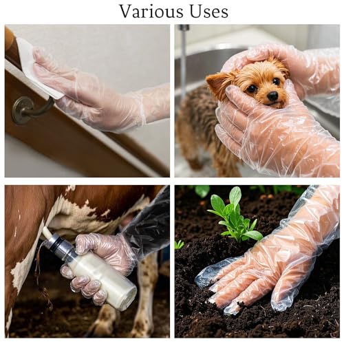 35-Inch Disposable Plastic Long Gloves for Field Dressing - 50 Pcs