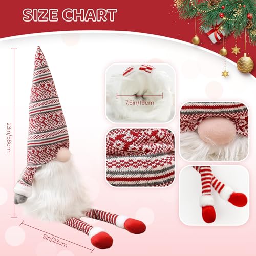 Red Gnome Christmas Tree Topper - Plush Santa Gnome Ornament for Holiday Decor