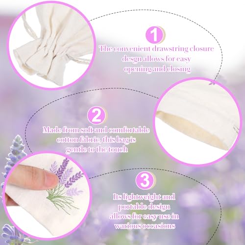 10 Pack White Canvas Sachet Bags with Drawstring for Storage
