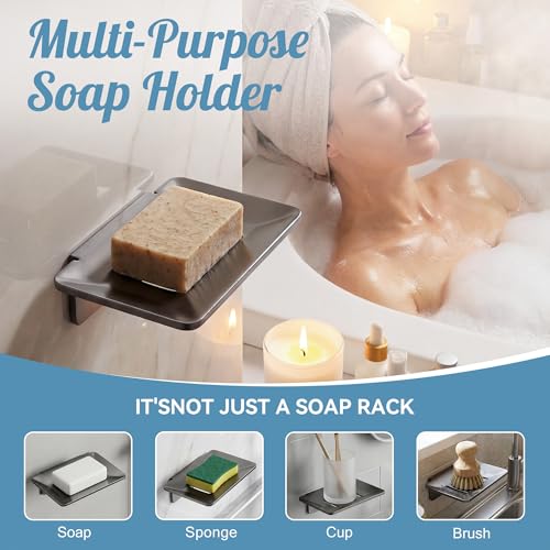 PHX Grove Wall-Mounted Aluminum Soap Dish with Drainage - Rustproof Holder