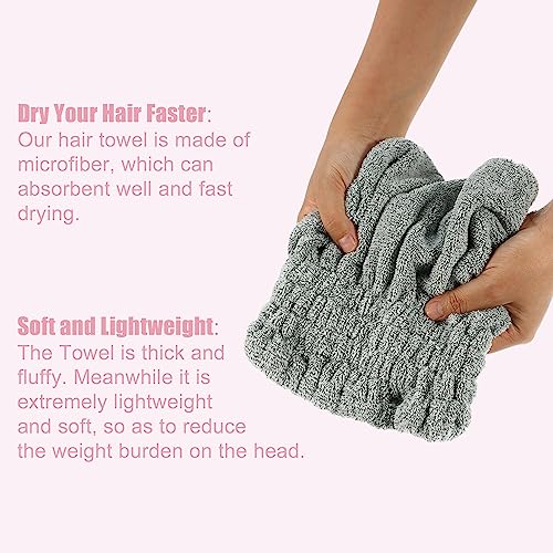 VOCOSTE Charcoal Fiber Hair Drying Towel Cap - Lightweight Gray