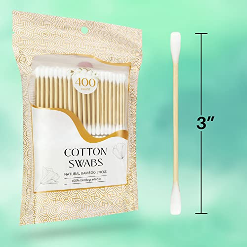 R-NEU Bamboo Cotton Swabs 400 Count Biodegradable Dual Tipped