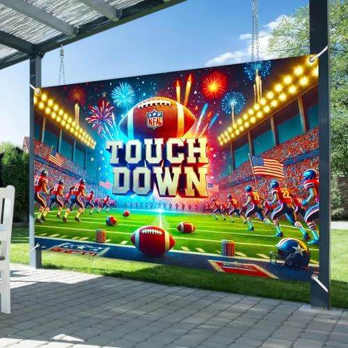 BlissYard Football Game Day Backdrop 71x43 Inch with Fireworks