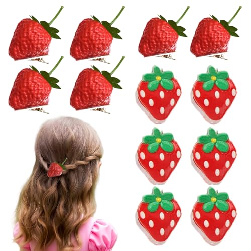 12 PCS Strawberry Hair Claw Clips Cute Plastic Fruit Hair Barrettes