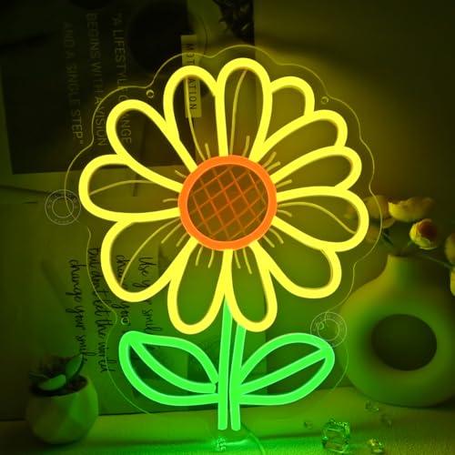 Sunflower LED Neon Light Sign Kids Room Wall Decor - Yellow, Orange, Green