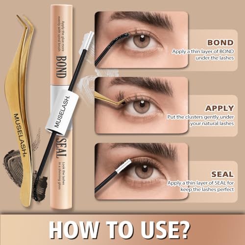 Muselash DIY Lash Clusters Kit 530pcs Pre-Mapped Wispy Eyelash Extensions