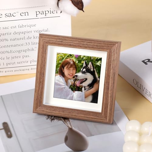 Alrhso Style-1 4x4 Shadow Box Picture Frame Solid Walnut for Memorabilia & Awards