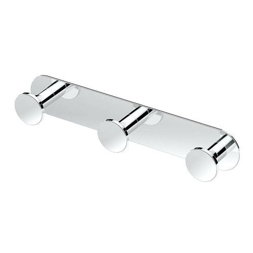 Gatco 1282 Glamour 3 Hook Triple Robe Hook, Wall Mounted Hook for Bathroom Towels, Robes & Coats, 11 Inch W, Chrome, Premium Brass