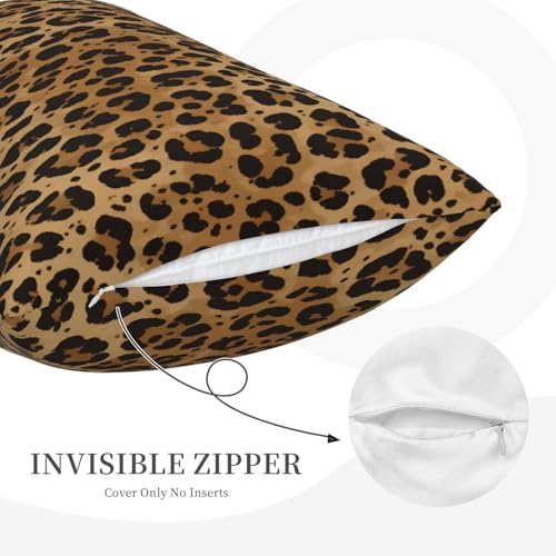 Leopard Print Throw Pillow Cover - 12x20 Inch Polyester Cushion Case