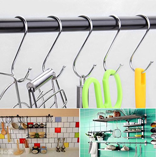X-Large Heavy-Duty Stainless Steel S Hooks - 6 Pack for Organizing