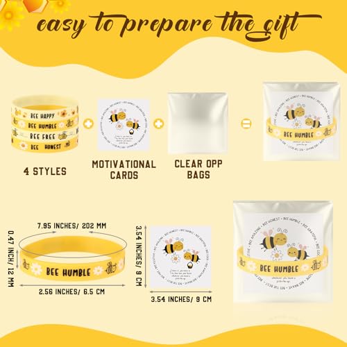 Knitgrip 24 Set Bee Silicone Bracelets with Motivational Cards