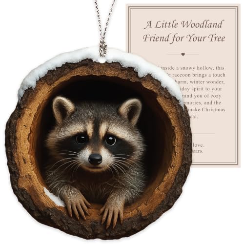 Raccoon Christmas Ornament - Woodland Animal Holiday Decor - RUSATEN Raccoon 3