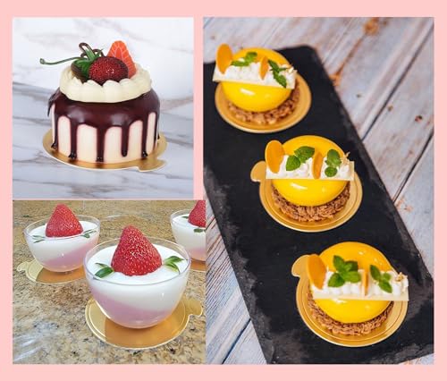50 Pcs Mini Round Golden Cake Boards - 3.14 Inch Dessert Bases