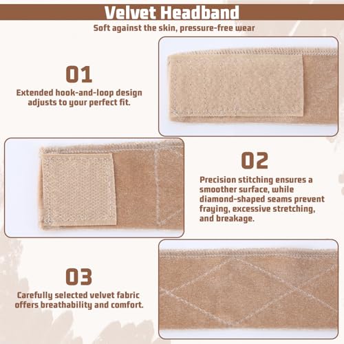 Gemoioio 6 Pack Velvet Wig Grip Band with Hair Nets Non-Slip Adjustable