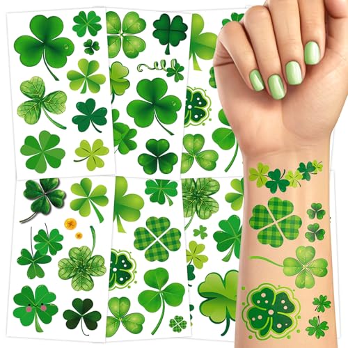 Partywind St. Patrick's Day Shamrock Temporary Tattoos - 10 Sheets
