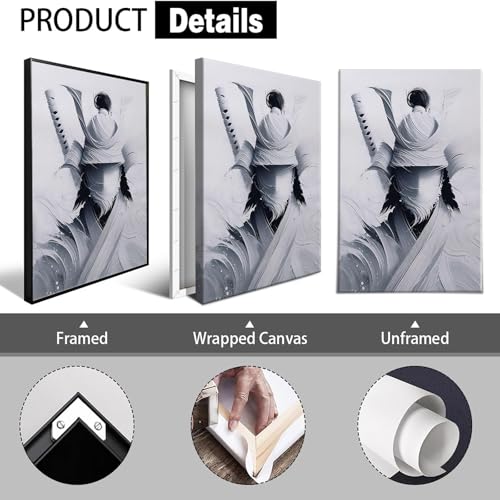Minimalist Abstract Samurai Canvas Poster - Black & White Wall Art
