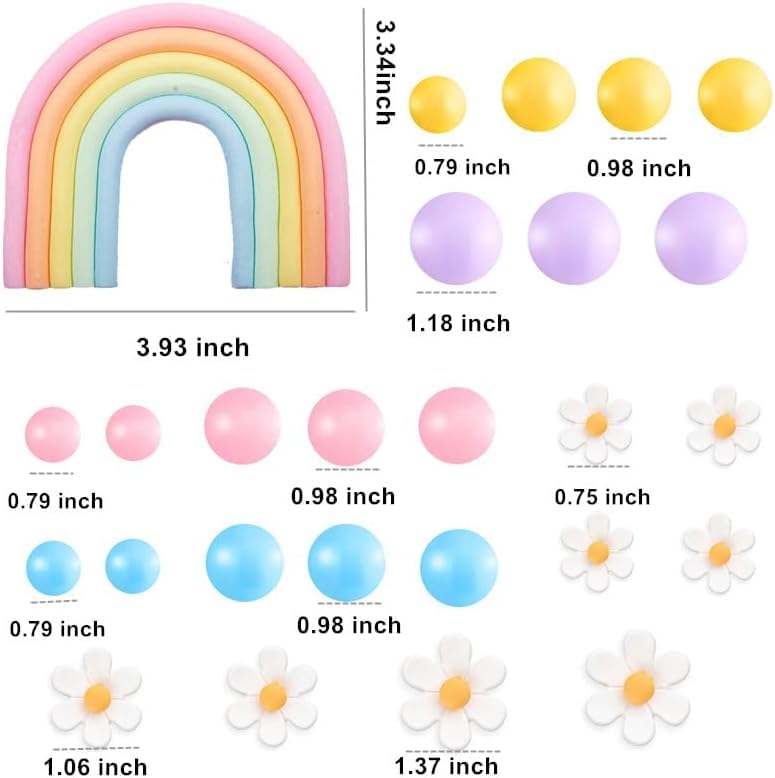 26pc Boho Rainbow Cake Topper Set for Groovy Hippie Themed Parties