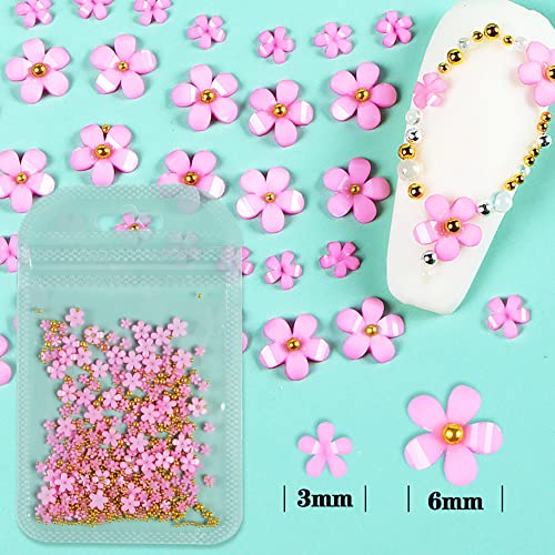 3D Flower Nail Charms with Pearls and Caviar Beads, 400Pcs DIY Manicure