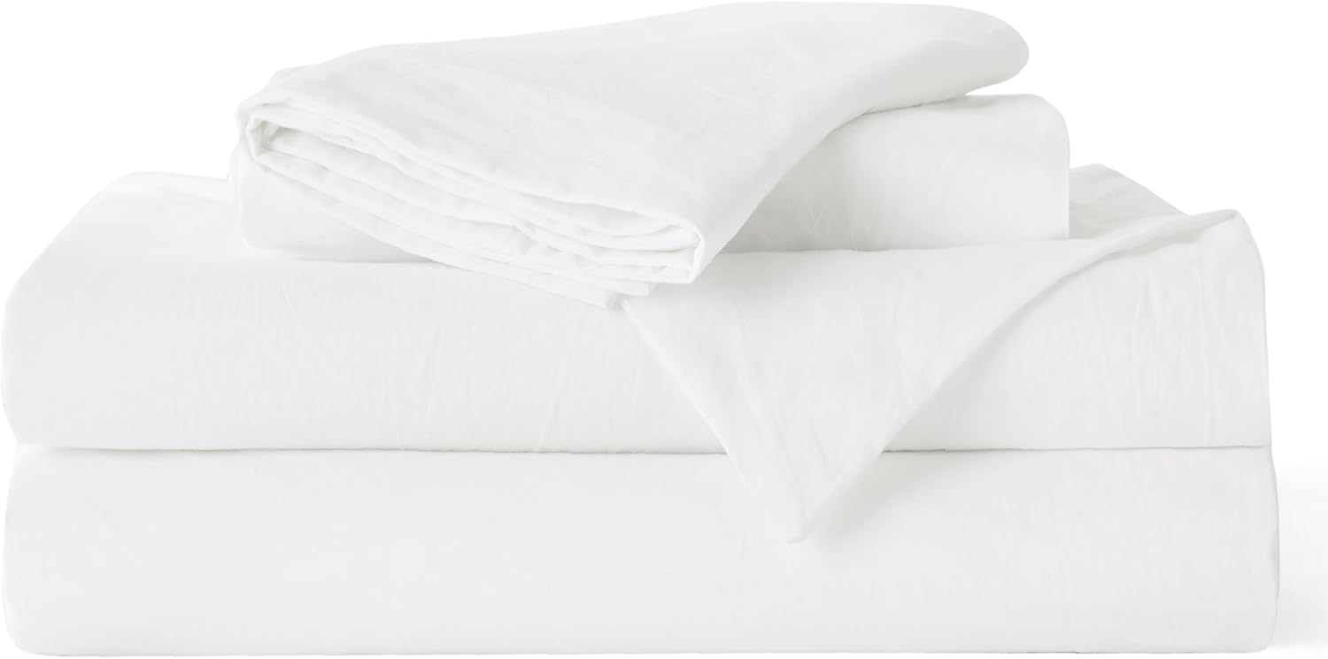 Bedsure 100% Washed Cotton Duvet Cover - King Size Natural White Minimalist Bedding Set | Soft & Comfortable All-Season Comforter Cover (104"x90")
