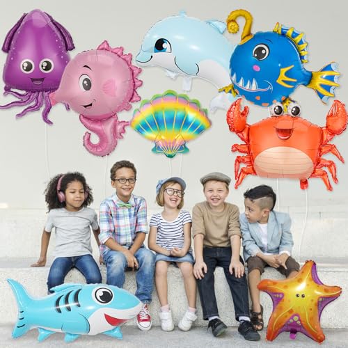 8 Sea Animal Balloons for Ocean Themed Baby Shower Decorations
