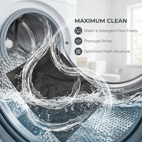 IMIKEYA Black Mesh Laundry Bags - 4pcs Heavy Duty Zipper Wash Bags