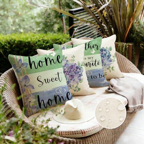 RABUSOFA Waterproof Hydrangea Throw Pillow Covers 20x20, Set of 4