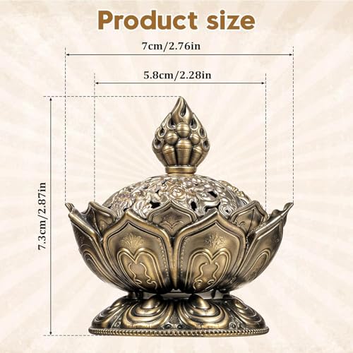 2.7 Inch Classic Lotus Incense Burner - Charcoal Cone Holder for Meditation